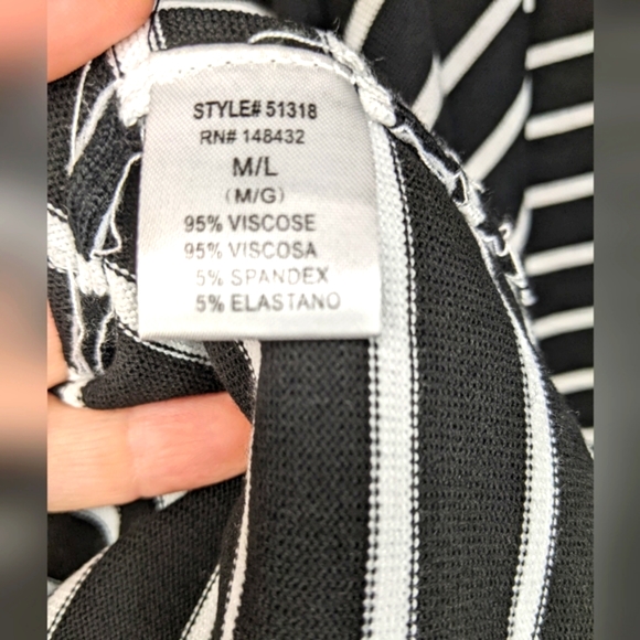 Staccato Black & White Striped Drape Cardigan Sweater, M/L - Picture 5 of 5